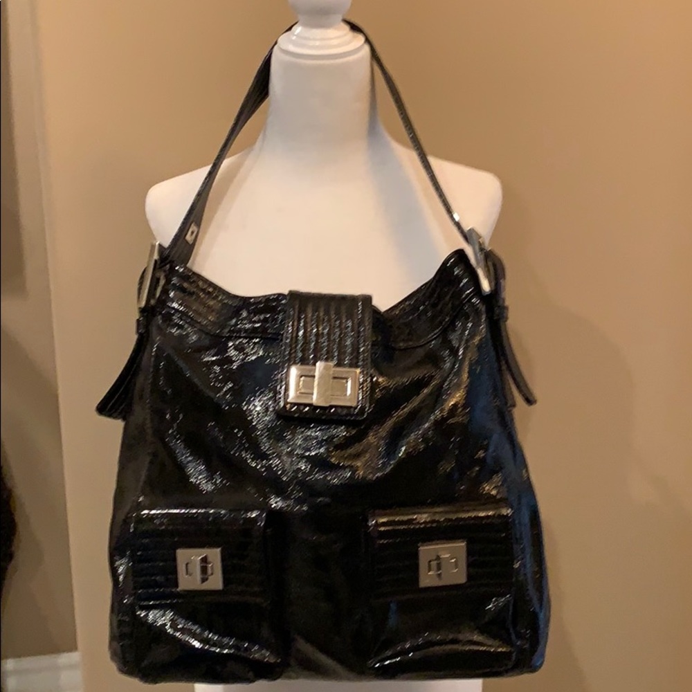 Kooba patent leather large shoulder bag